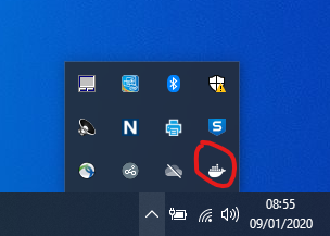 The Docker icon in the Windows notification area.