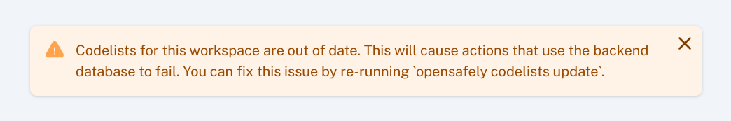Out of date codelists warning on Jobs site.