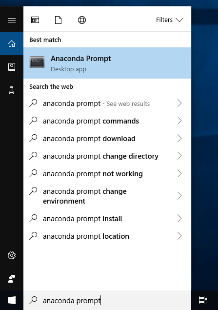 Finding Anaconda Prompt on
   Windows